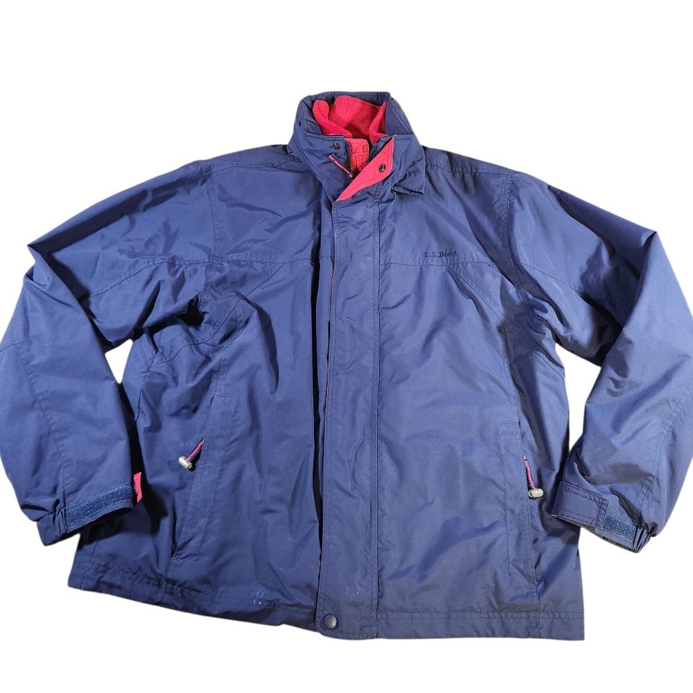 L.L. Bean 3 In 1 Winter Coat Men’s Large Blue Nylon Shell Fleece Lined Jacket